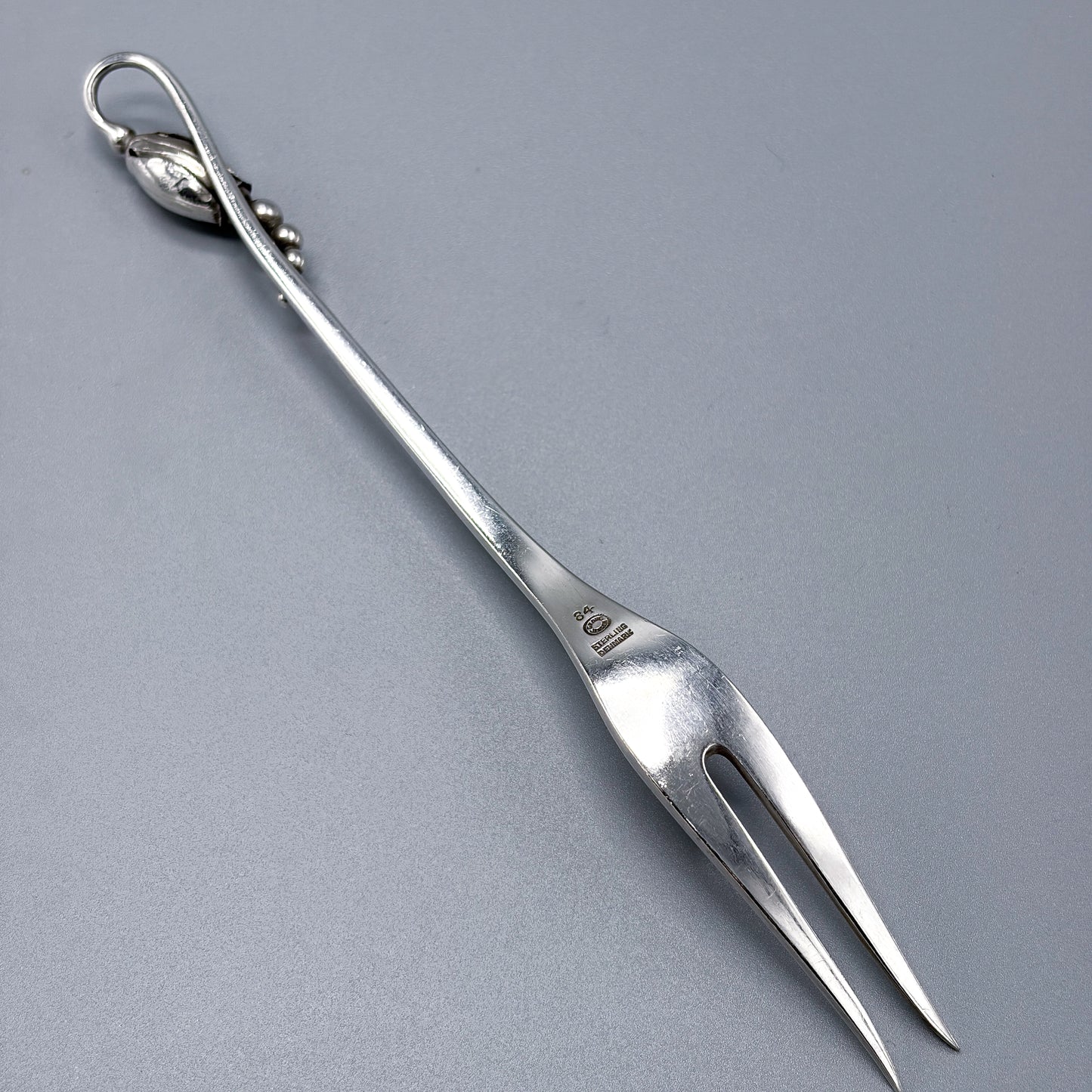 Estate Georg Jensen Sterling Silver "Blossom" Small Cold Meat Fork No 84