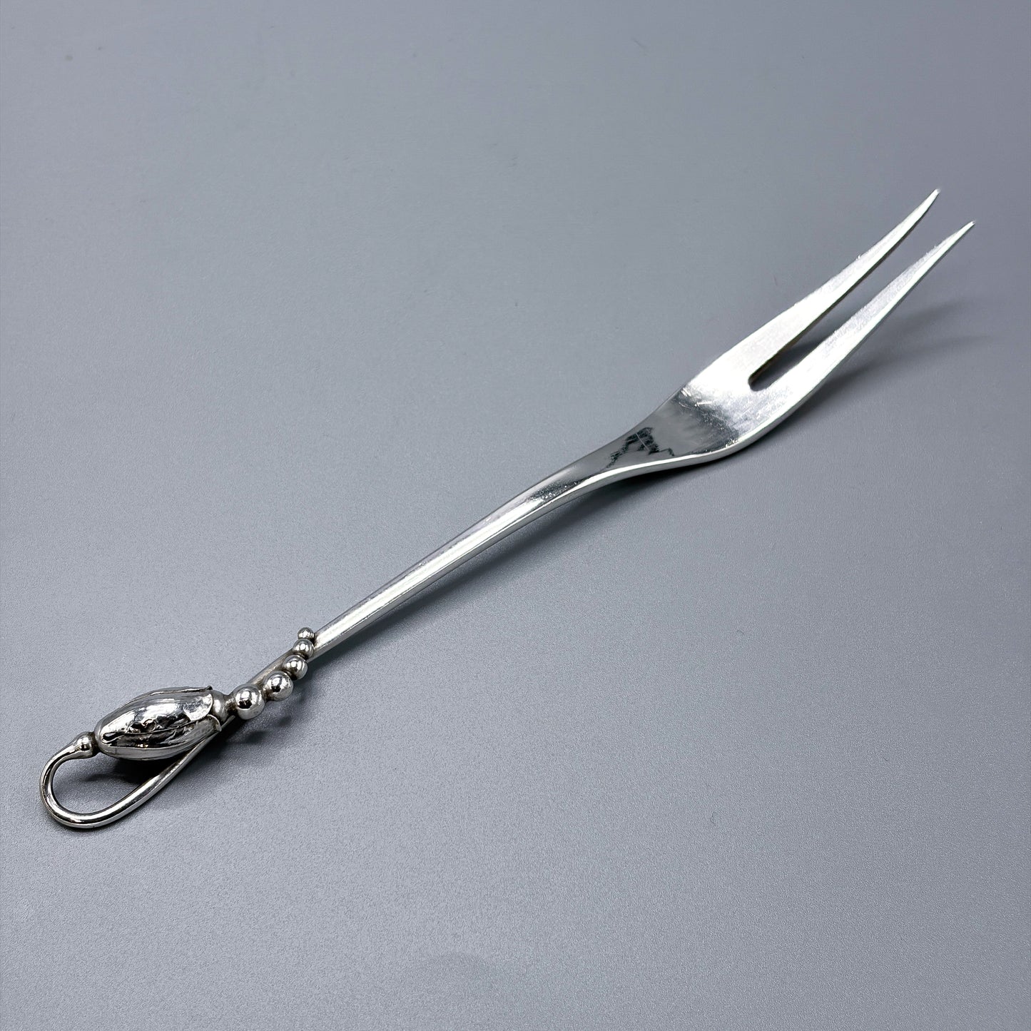 Estate Georg Jensen Sterling Silver "Blossom" Small Cold Meat Fork No 84