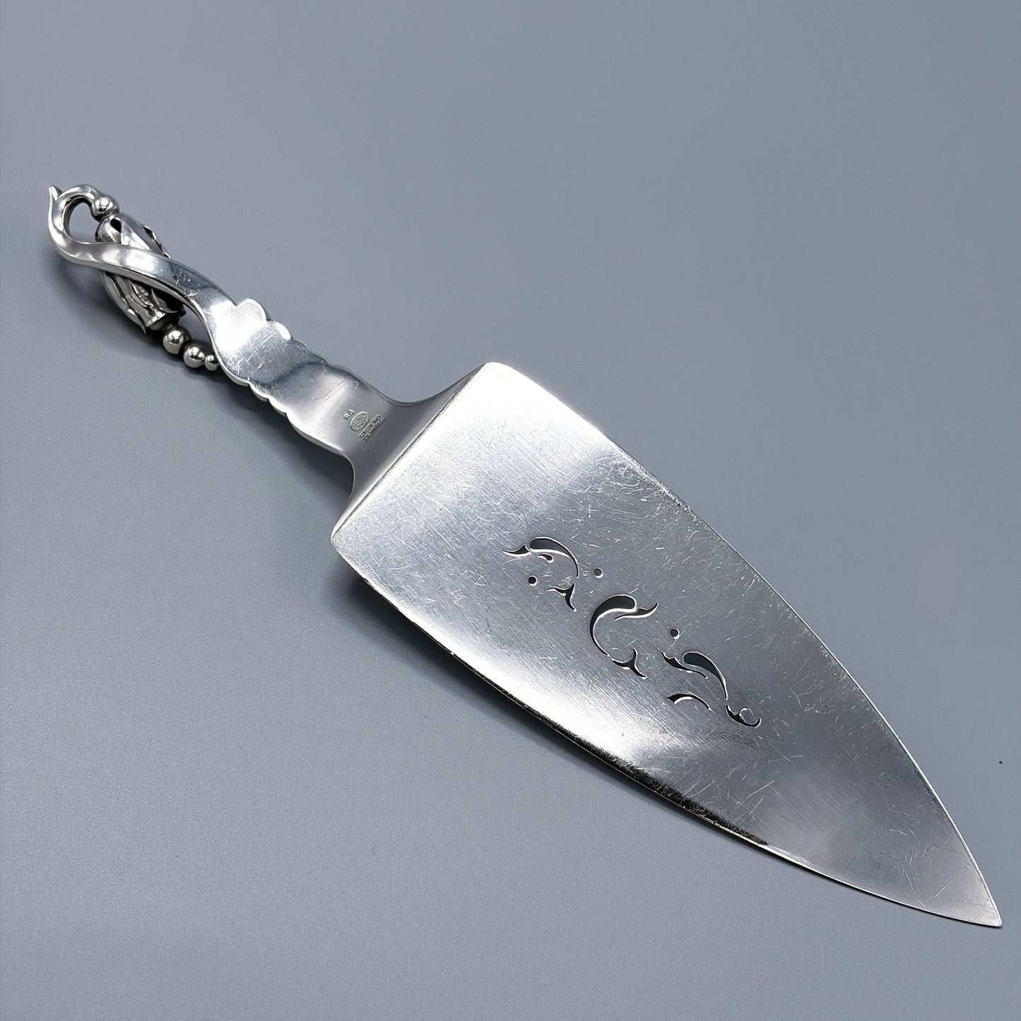 Estate Georg Jensen Sterling Silver "Blossom" Pierced Fish Serving Knife No 84
