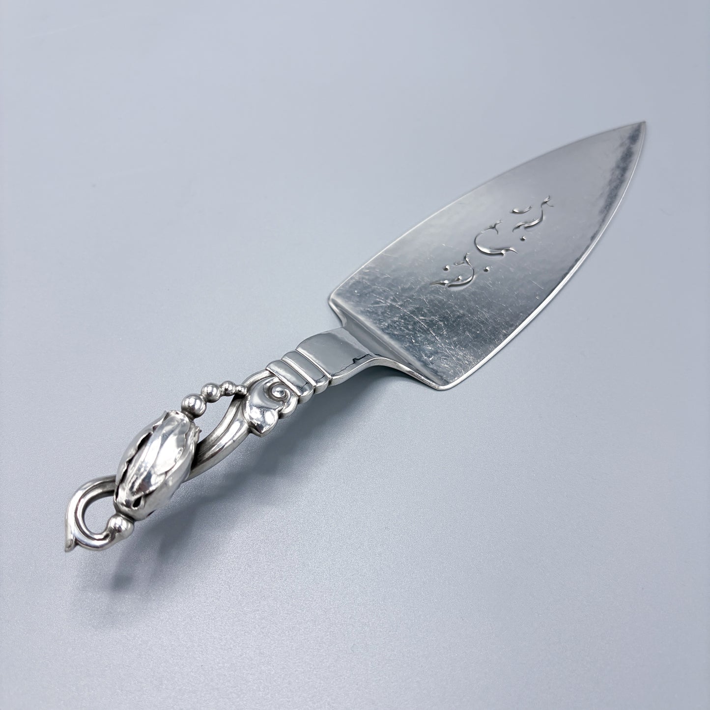 Estate Georg Jensen Sterling Silver "Blossom" Pierced Fish Serving Knife No 84