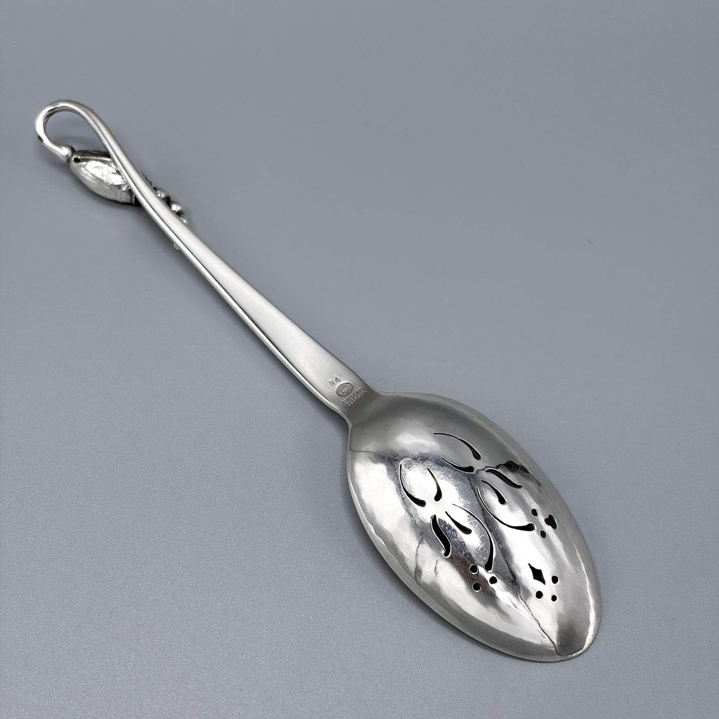 Estate Georg Jensen Sterling Silver "Blossom" Ovoid Sugar Sifting Spoon No 84