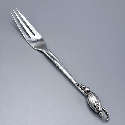 Estate Georg Jensen Sterling Silver "Blossom" Three Trine Meat Fork No 84