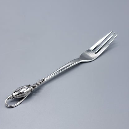 Estate Georg Jensen Sterling Silver "Blossom" Three Trine Meat Fork No 84
