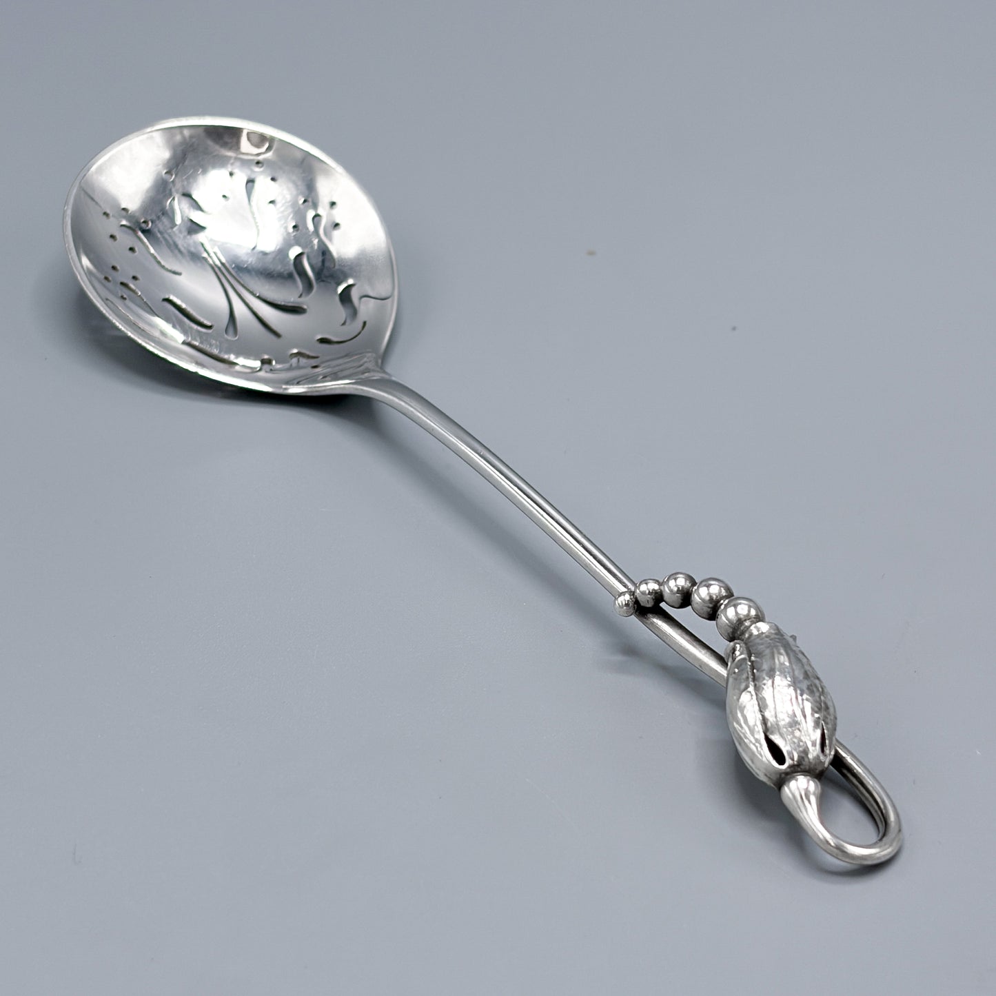 Estate Georg Jensen Sterling Silver "Blossom" Pierced Ovoid Sugar Sifter No 84