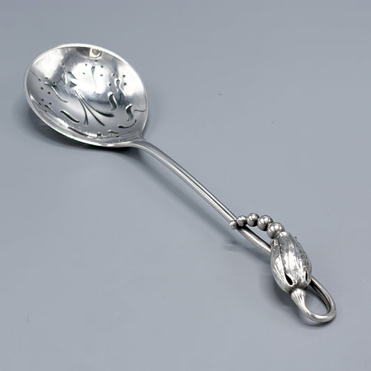 Estate Georg Jensen Sterling Silver "Blossom" Pierced Ovoid Sugar Sifter No 84