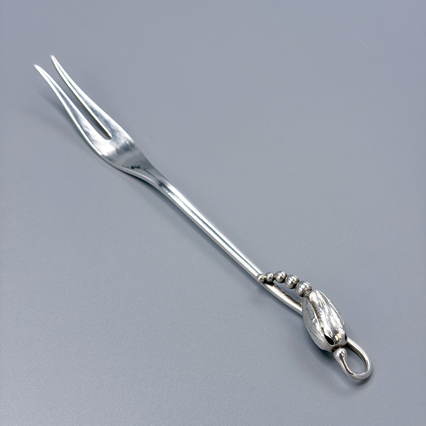 Estate Georg Jensen Sterling Silver "Blossom" Small Two Tine Cold Meat Fork No 84
