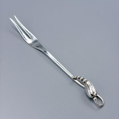 Estate Georg Jensen Sterling Silver "Blossom" Small Two Tine Cold Meat Fork No 84