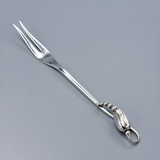 Estate Georg Jensen Sterling Silver "Blossom" Small Two Tine Cold Meat Fork No 84