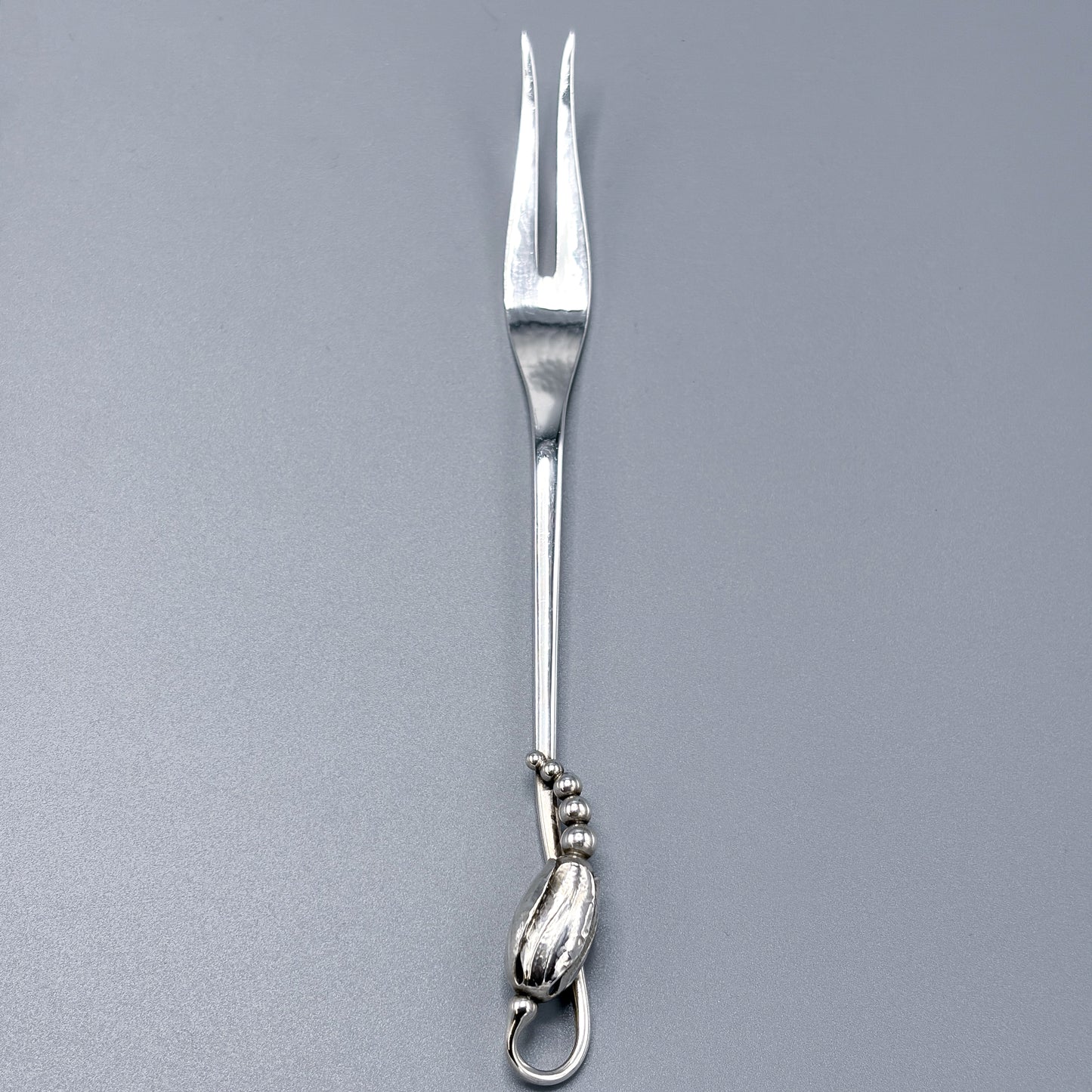Estate Georg Jensen Sterling Silver "Blossom" Small Two Tine Cold Meat Fork No 84