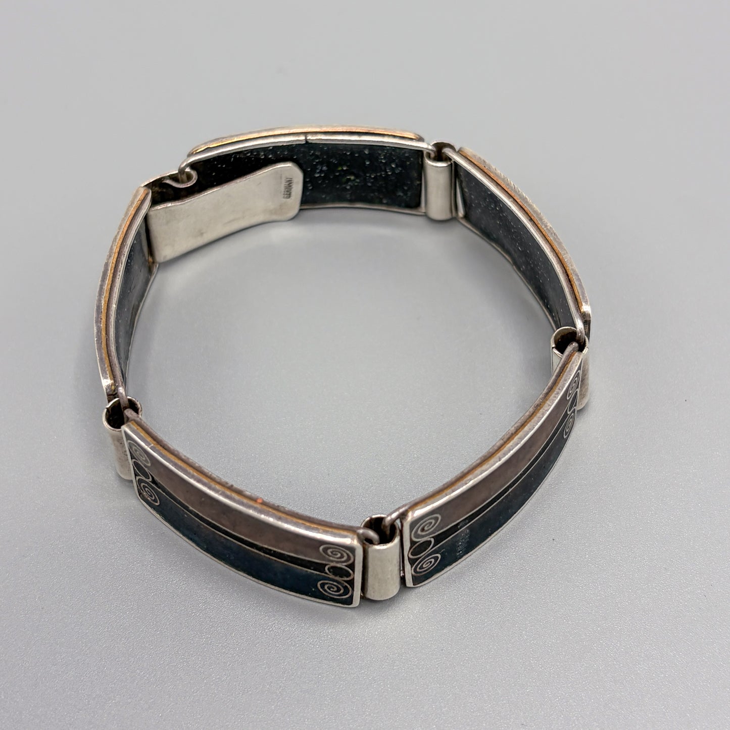 Estate German Polychrome Matte Enamel & Sterling Silver Small Link Bracelet No 2