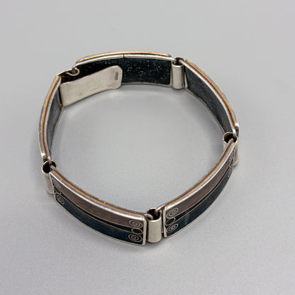 Estate German Polychrome Matte Enamel & Sterling Silver Small Link Bracelet No 2