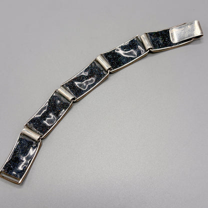 Estate German Polychrome Matte Enamel & Sterling Silver Small Link Bracelet No 2