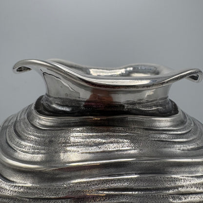 Estate Sterling Silver Buccellati Wave Cylindrical Vase with Undulating Wave Pattern