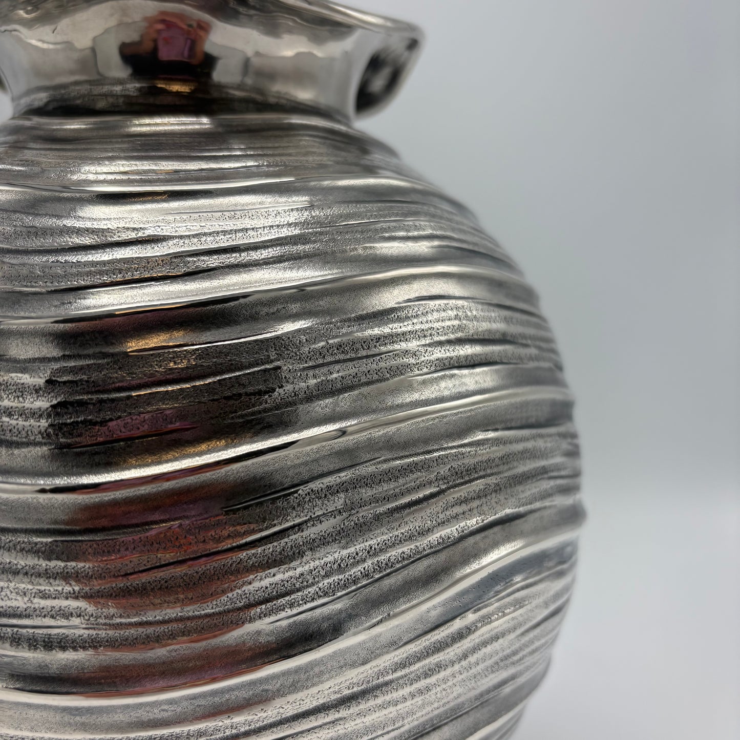 Estate Sterling Silver Buccellati Wave Cylindrical Vase with Undulating Wave Pattern