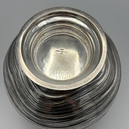 Estate Sterling Silver Buccellati Wave Cylindrical Vase with Undulating Wave Pattern
