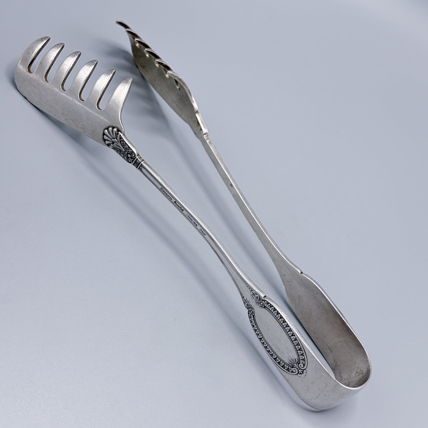 Estate Sterling Silver Buccelati  "Empire" Spaghetti Tongs