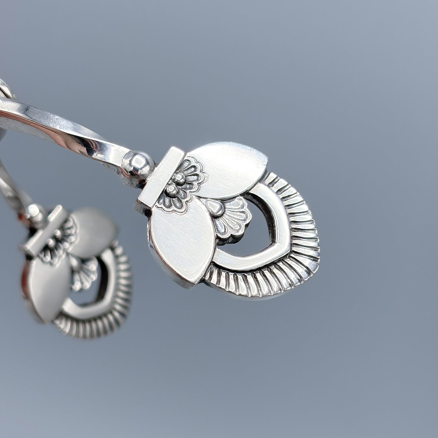 Estate Georg Jensen Sterling Silver "Cactus" Pattern Ice Tongs