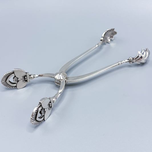 Estate Georg Jensen Sterling Silver "Cactus" Pattern Ice Tongs