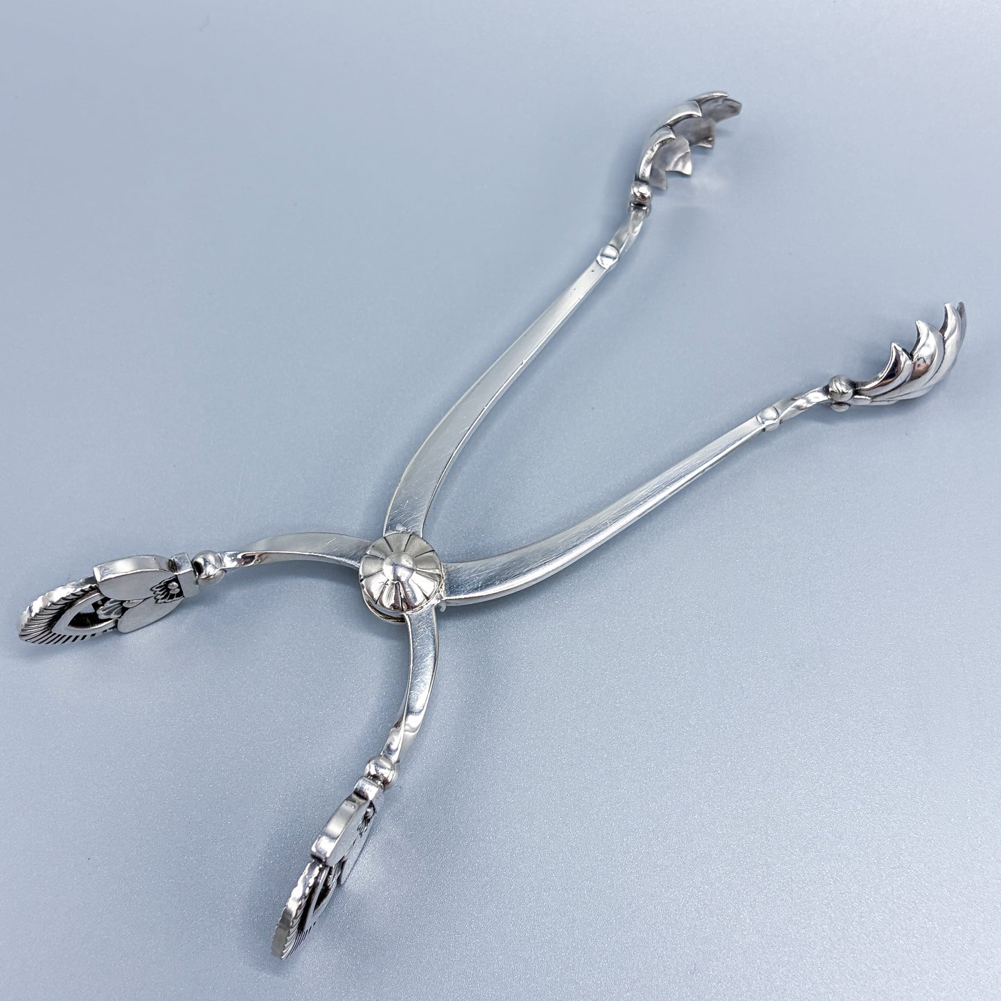 Estate Georg Jensen Sterling Silver "Cactus" Pattern Ice Tongs