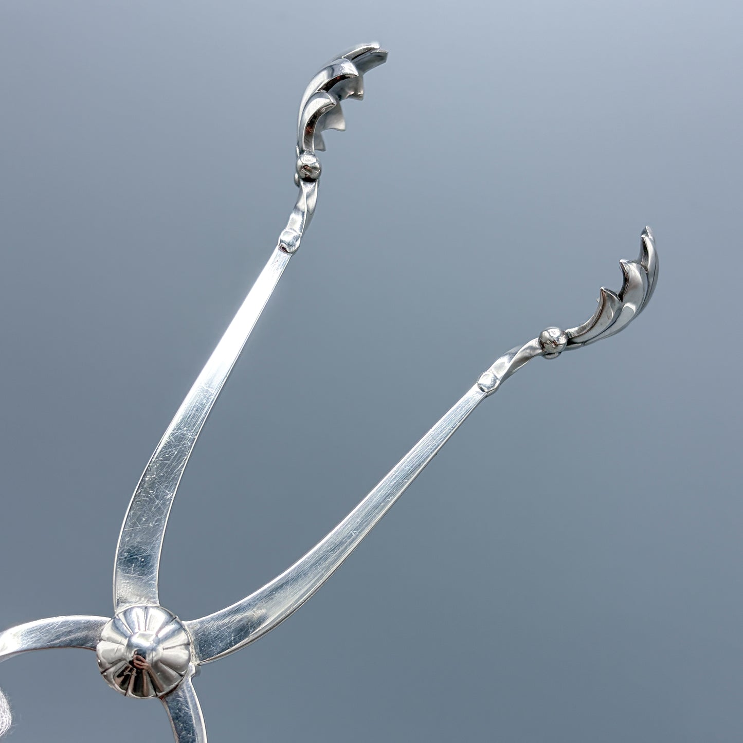 Estate Georg Jensen Sterling Silver "Cactus" Pattern Ice Tongs