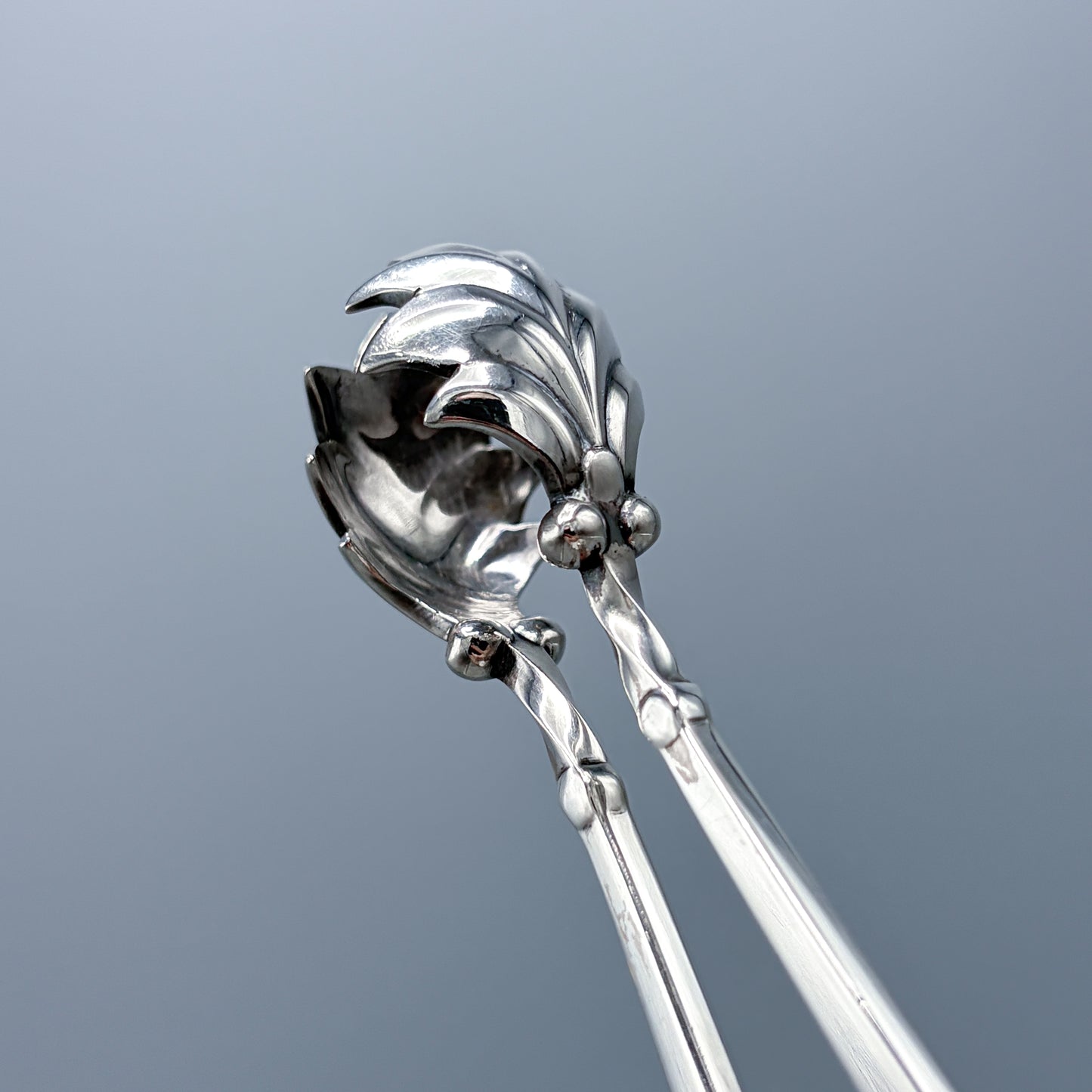 Estate Georg Jensen Sterling Silver "Cactus" Pattern Ice Tongs