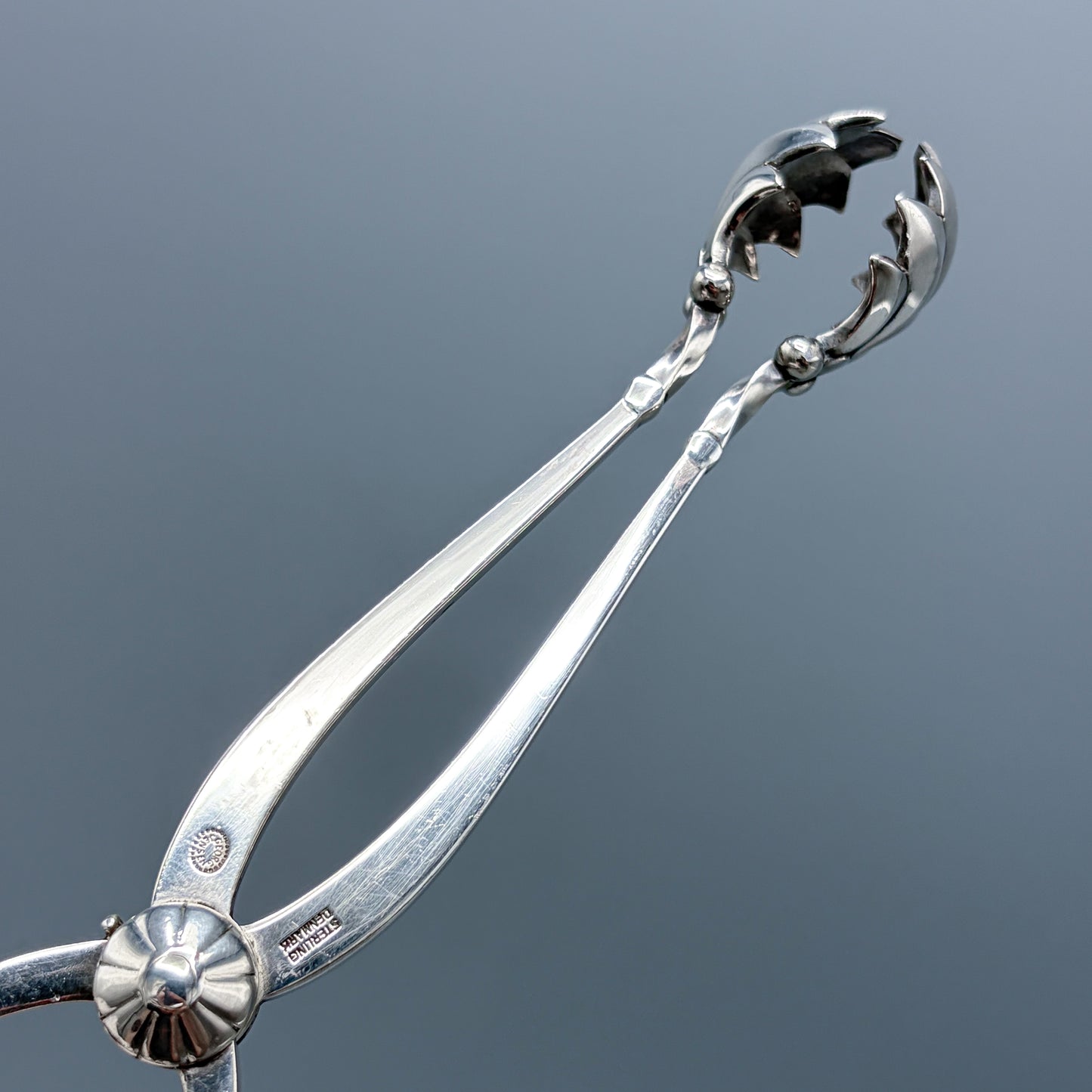Estate Georg Jensen Sterling Silver "Cactus" Pattern Ice Tongs
