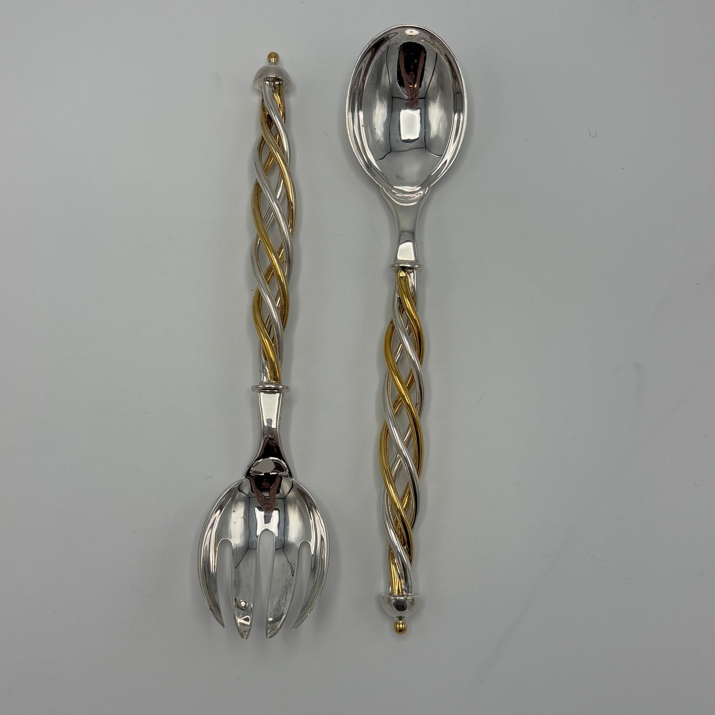 Complete Service of 12 Sterling Silver and Vermeil Candy Cane Handled Cutlery Set by Tane (80)