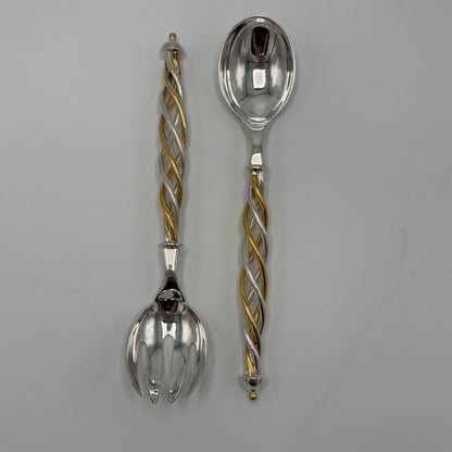 Complete Service of 12 Sterling Silver and Vermeil Candy Cane Handled Cutlery Set by Tane (80)