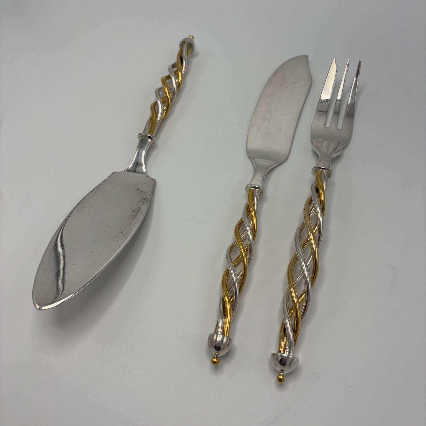 Complete Service of 12 Sterling Silver and Vermeil Candy Cane Handled Cutlery Set by Tane (80)