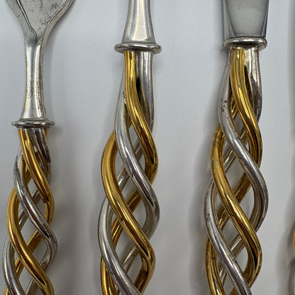 Complete Service of 12 Sterling Silver and Vermeil Candy Cane Handled Cutlery Set by Tane (80)