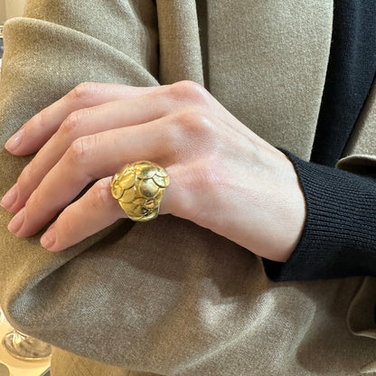 Estate 18kt Sculpted Solid Gold Ring by Cartier