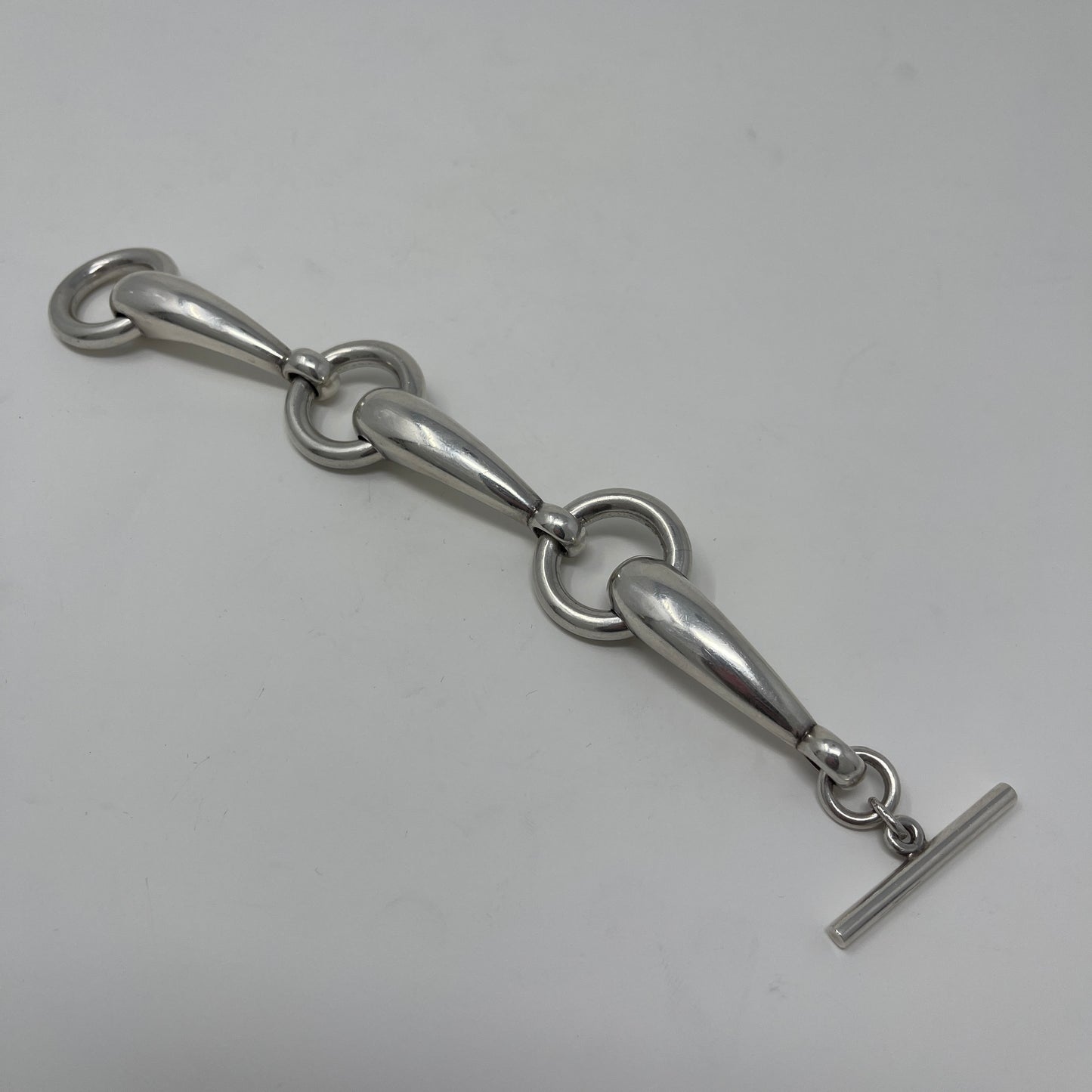 Estate Sterling Silver Heavy Teardrop-Shaped Links with Three Connecting Circles