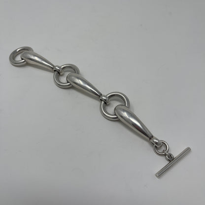 Estate Sterling Silver Heavy Teardrop-Shaped Links with Three Connecting Circles