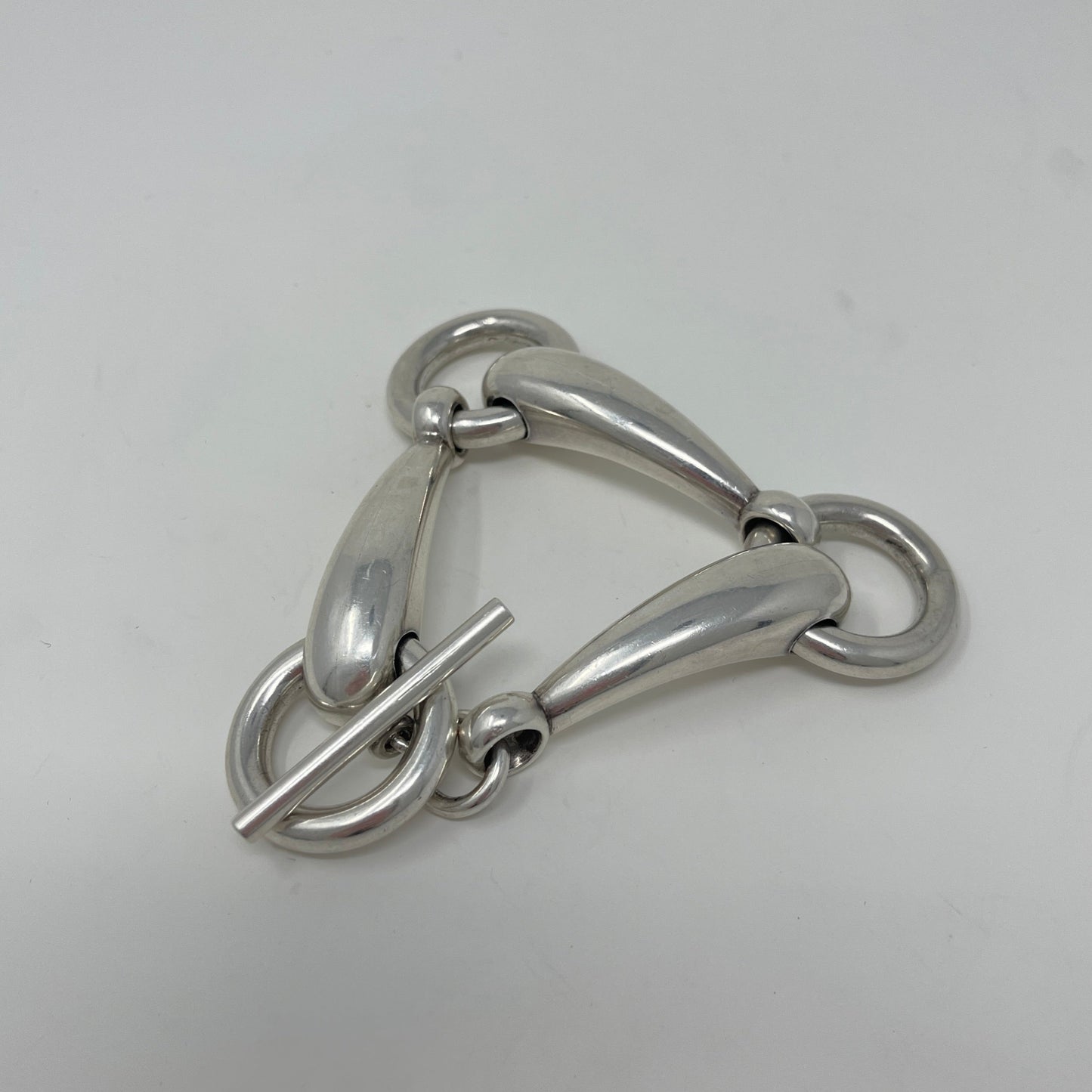 Estate Sterling Silver Heavy Teardrop-Shaped Links with Three Connecting Circles