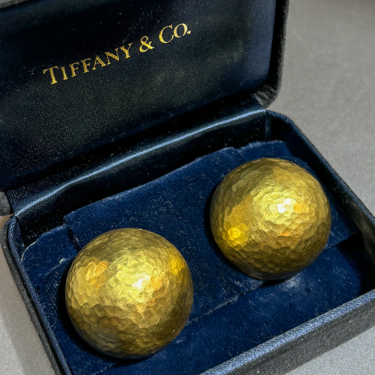 Estate Tiffany & Co. 18K Gold Hand Hammered Omega Back Earrings with Post by Paloma Picasso