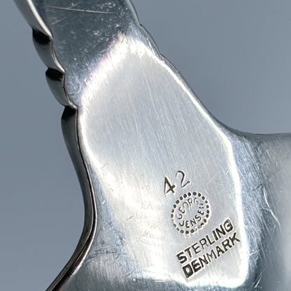 Estate Georg Jensen Sterling Silver Ornamental Foliate Small Compote Spoon no 42