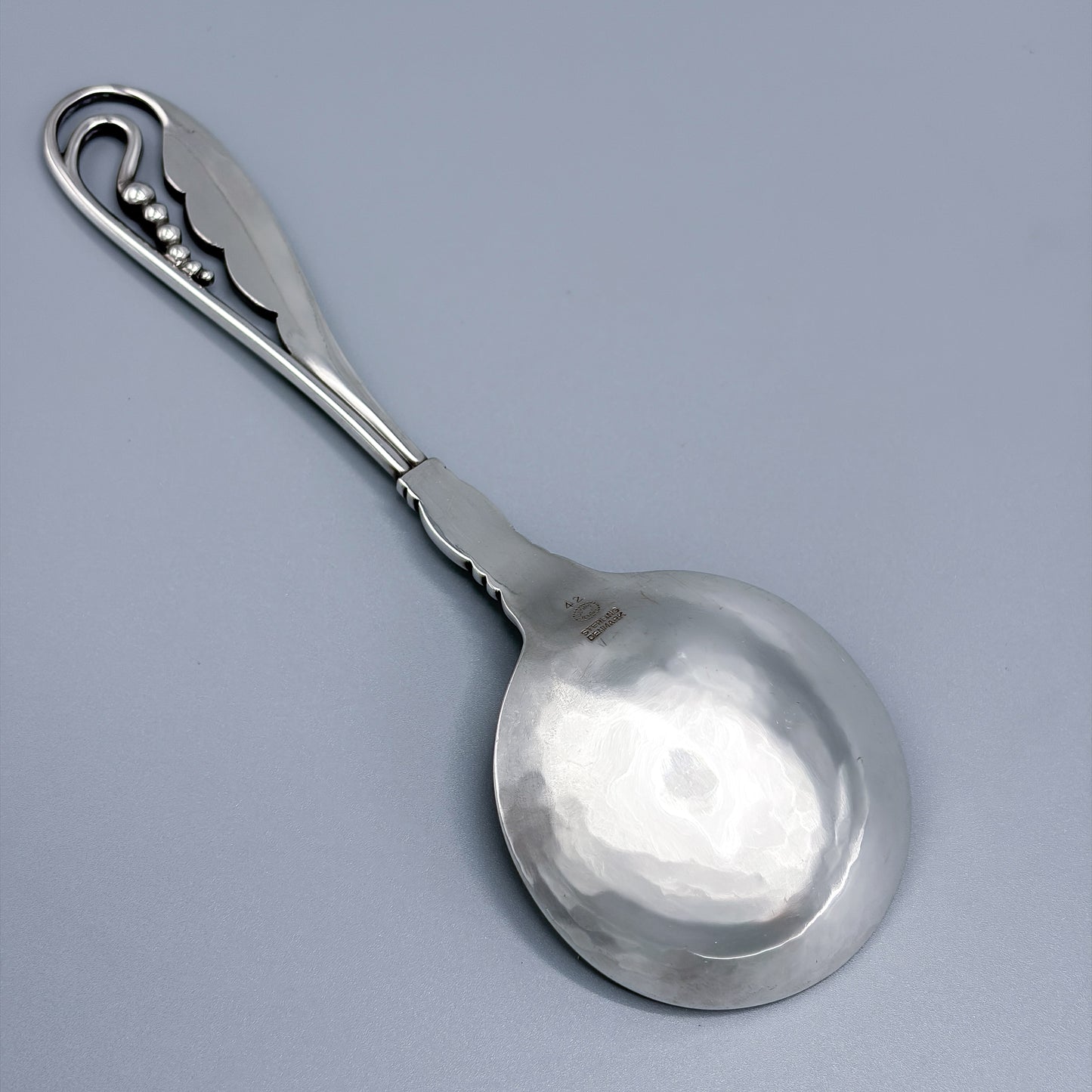 Estate Georg Jensen Sterling Silver Ornamental Foliate Small Compote Spoon no 42