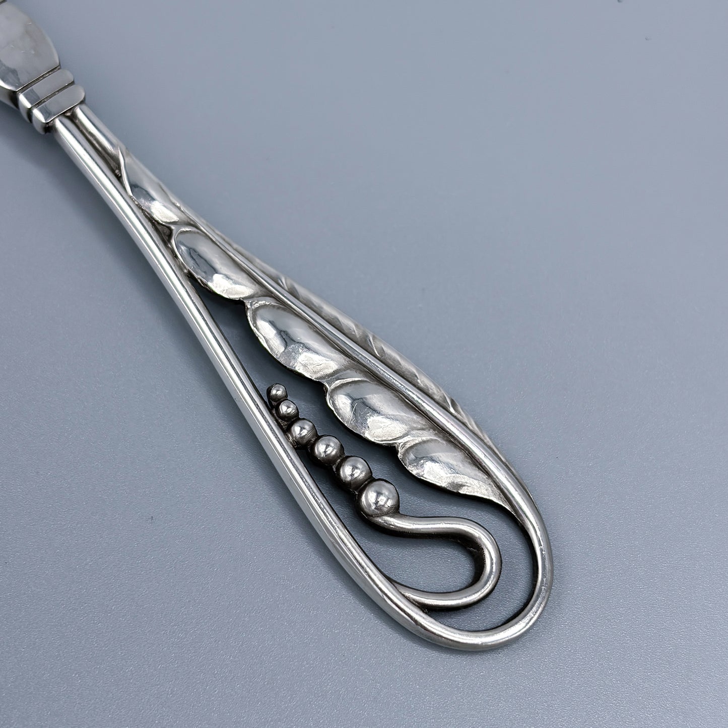 Estate Georg Jensen Sterling Silver Ornamental Foliate Small Compote Spoon no 42