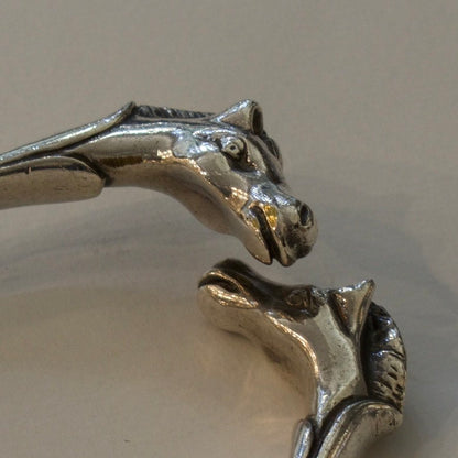 Estate Hermès Sterling Silver Double-Headed Horse Bangle