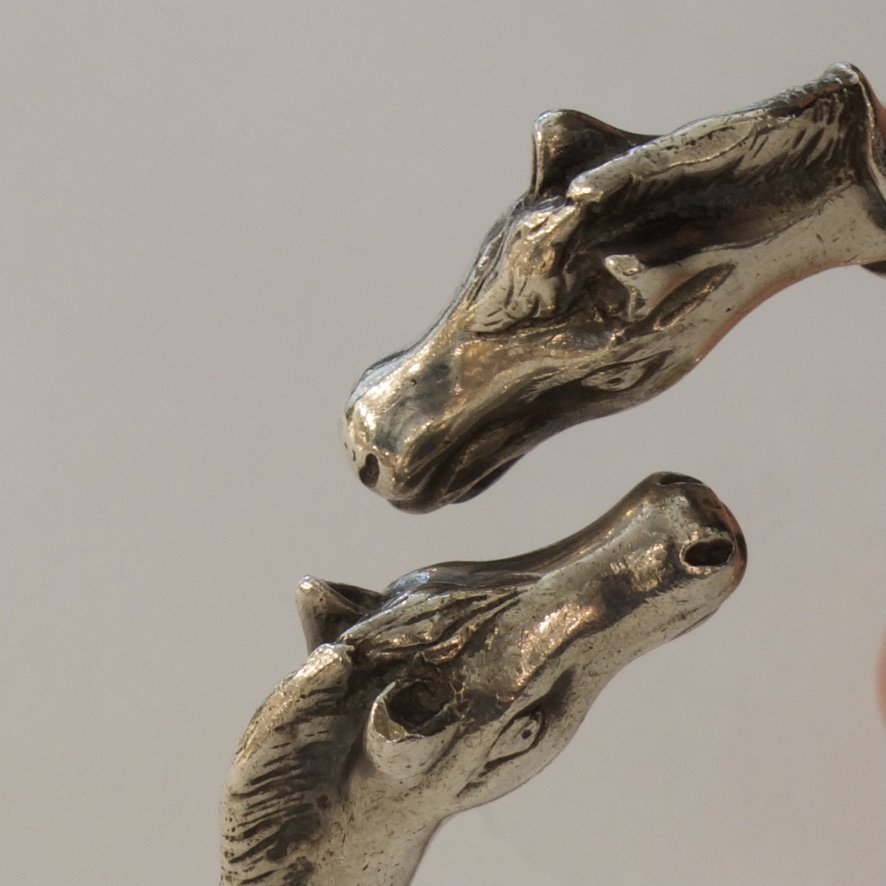 Estate Hermès Sterling Silver Double-Headed Horse Bangle