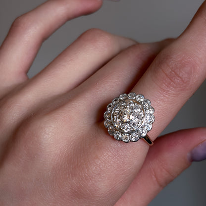 Estate Edwardian Platinum Over 18KT Yellow Gold and Diamond Ring