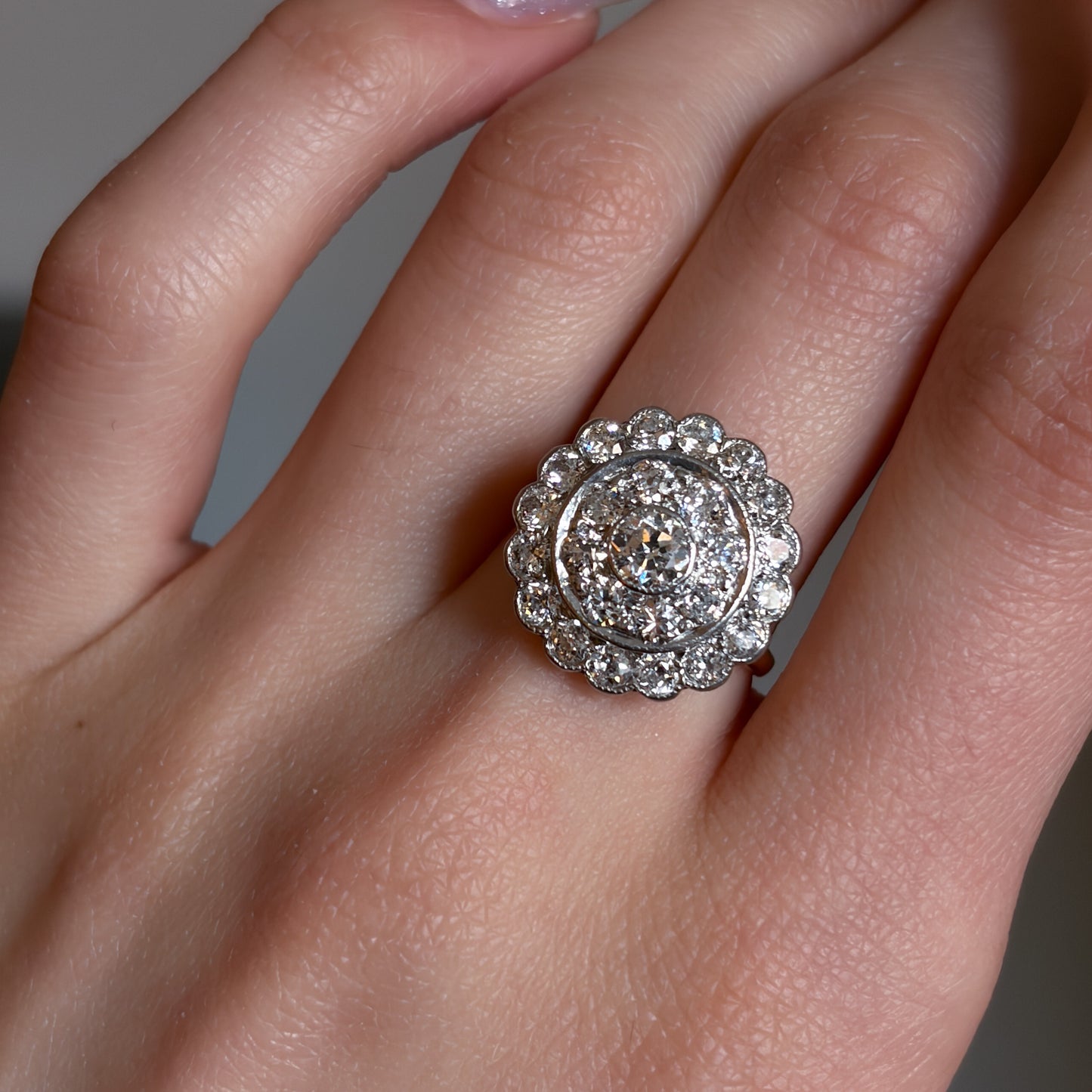 Estate Edwardian Platinum Over 18KT Yellow Gold and Diamond Ring