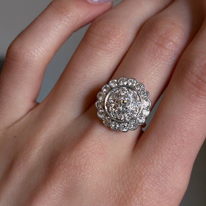 Estate Edwardian Platinum Over 18KT Yellow Gold and Diamond Ring
