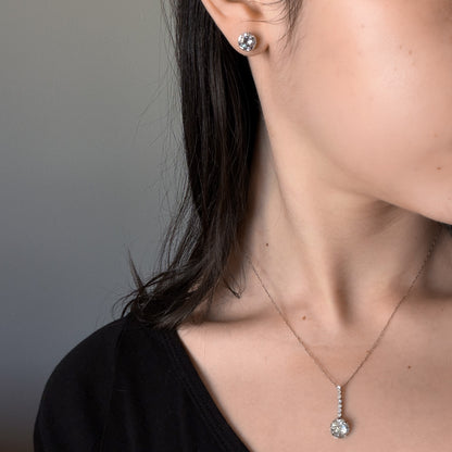 Estate Diamond Drop Platinum Pendant Necklace