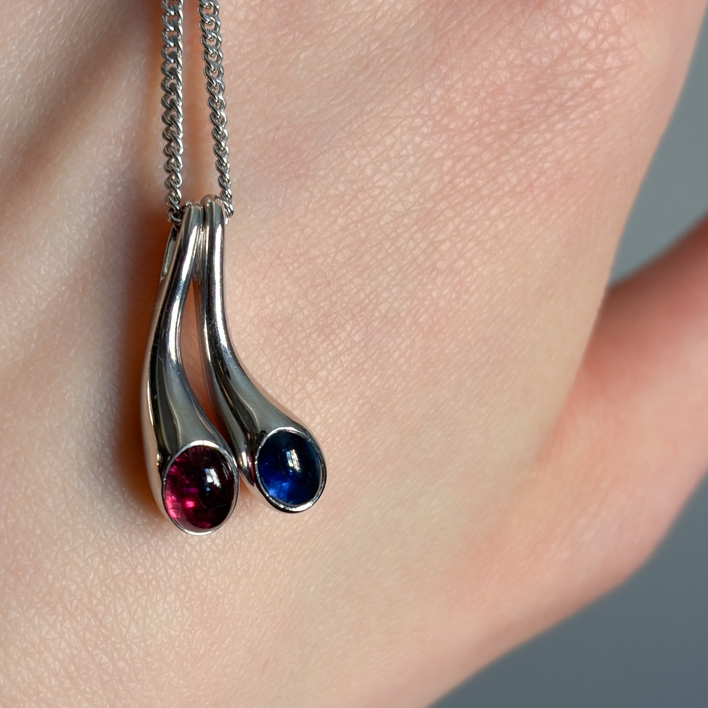 Georg Jensen 18K White Gold "Carnival" Pendant with Sapphire and Garnet