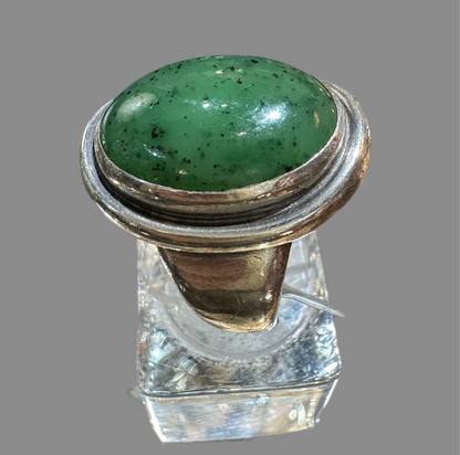 Estate Georg Jensen Sterling Silver Jade Ring by Harald Nielsen No 46A