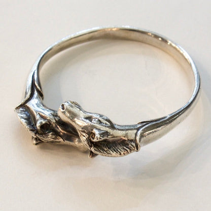 Estate Hermès Sterling Silver Double-Headed Horse Bangle