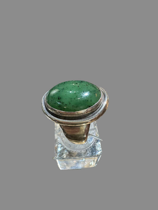 Estate Georg Jensen Sterling Silver Jade Ring by Harald Nielsen No 46A
