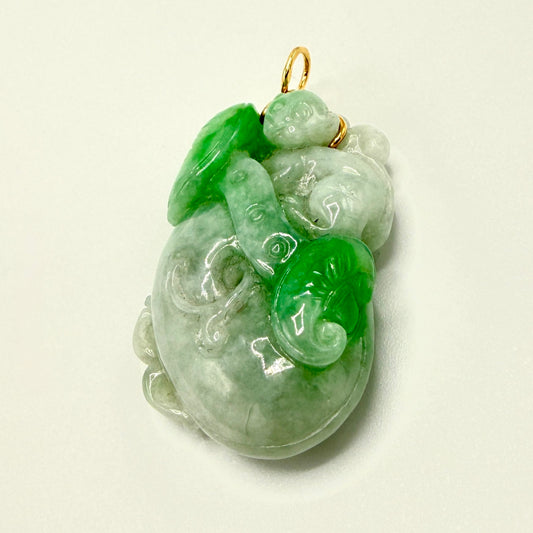 Estate Natural Apple Green Jadeite Pendant