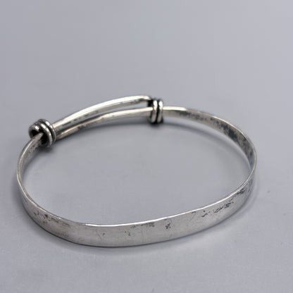 Estate Ed Levin Handmade Sterling Silver Silver Cuff w Knotted Slide Opening